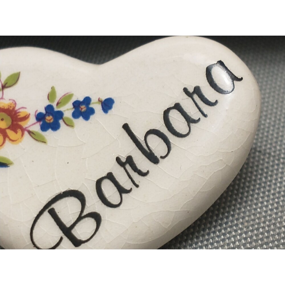 Barbara Heart Shaped Ceramic Tie Tac Pin "B" Monogram Initial Tie tac Vintage - Picture 5 of 5